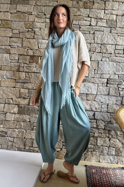 Noa Linen Blend Sia Barrel Trouser Sage